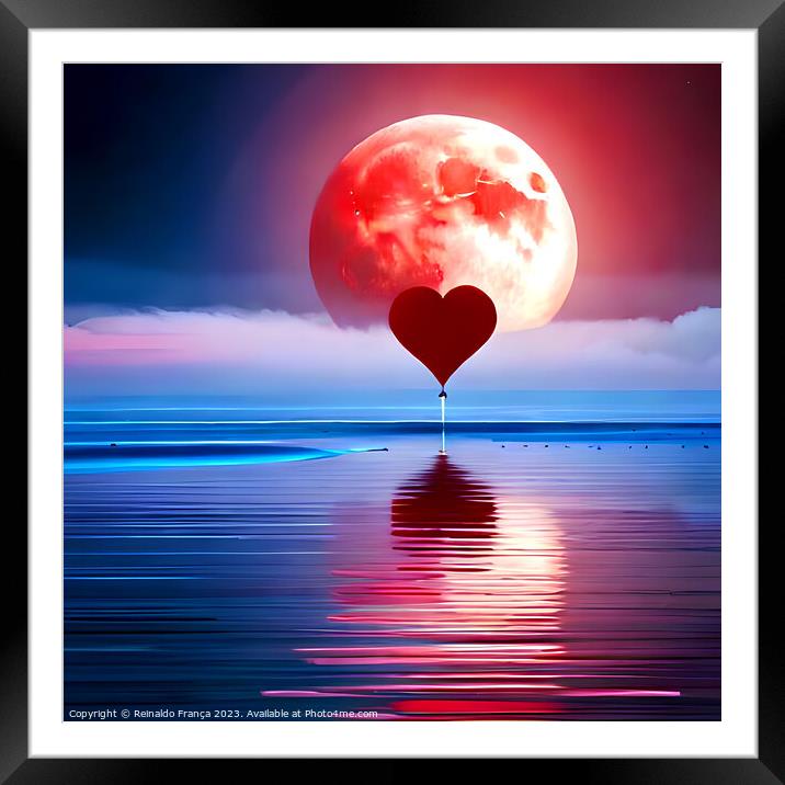 Valentine's Day love heart beauty landscape nature moon sky stars Framed Mounted Print by Reinaldo França