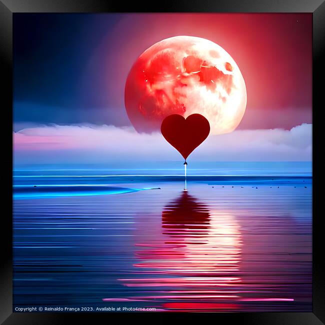 Valentine's Day love heart beauty landscape nature moon sky stars Framed Print by Reinaldo França