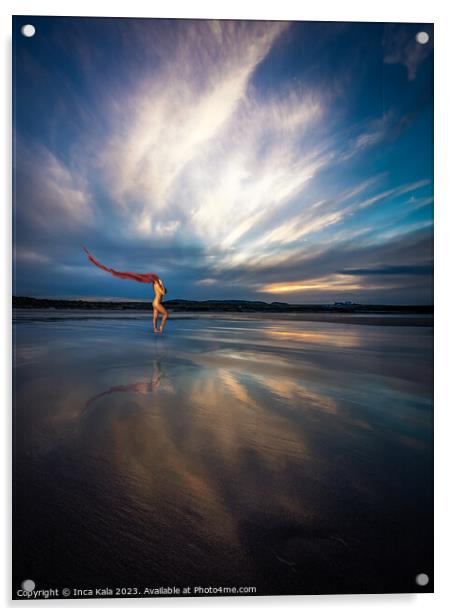Windswept Nude on Bamburgh Beach  Acrylic by Inca Kala