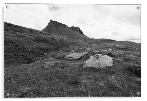 Stac Pollaidh, Sutherland, Scotland, in monochrome Acrylic by Howard Kennedy