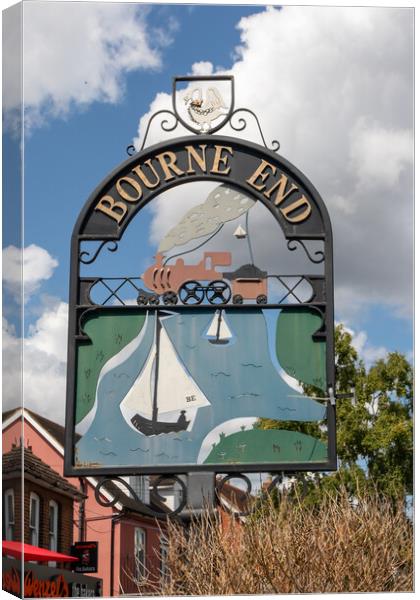 Sign for Bourne End a village on the River Thames Canvas Print by Kevin Hellon