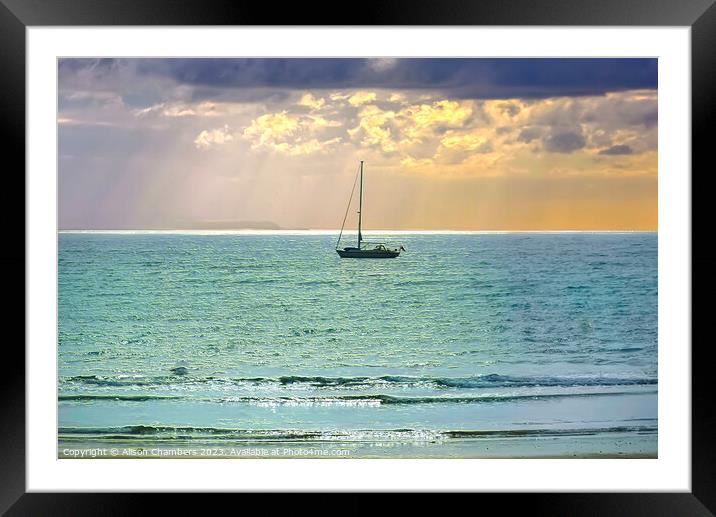 Lyme Regis Sailing Boat Framed Mounted Print by Alison Chambers