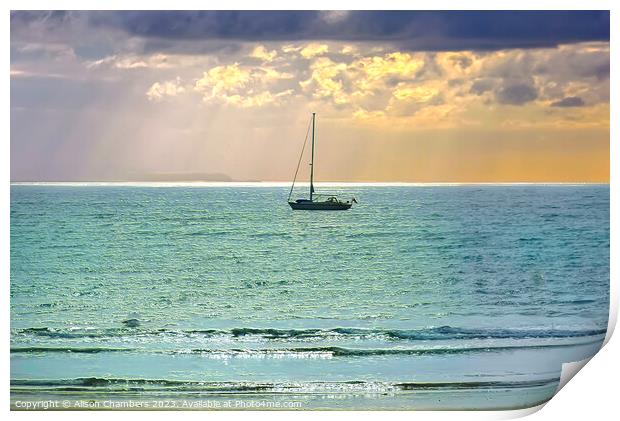 Lyme Regis Sailing Boat Print by Alison Chambers