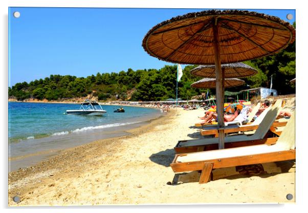 'Serene Idyll: Ag Eleni Beach, Skiathos' Acrylic by john hill