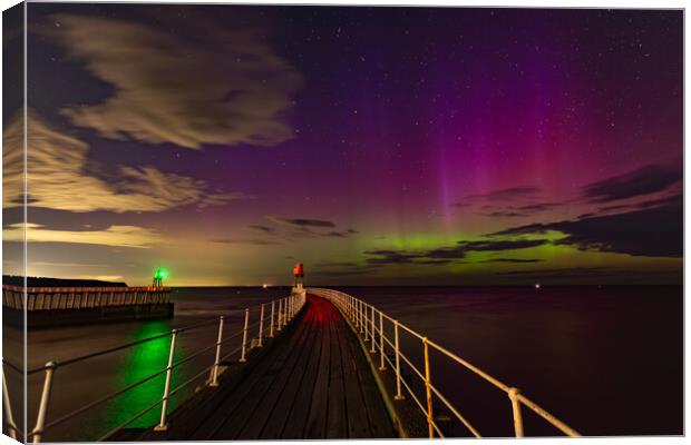 Northern Lights Over Whitby Canvas Print by Kevin Winter