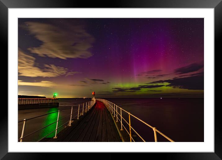 Northern Lights Over Whitby Framed Mounted Print by Kevin Winter