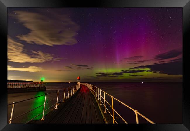 Northern Lights Over Whitby Framed Print by Kevin Winter