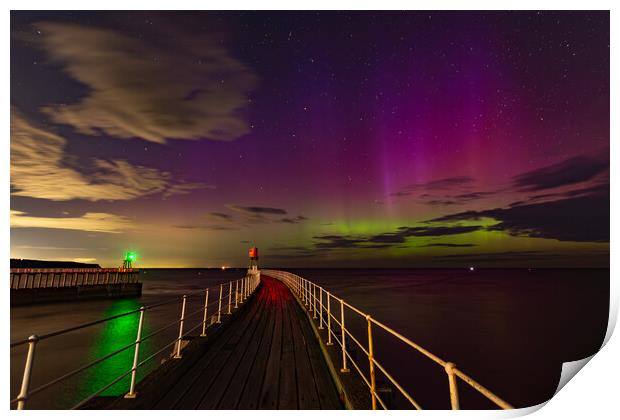 Northern Lights Over Whitby Print by Kevin Winter