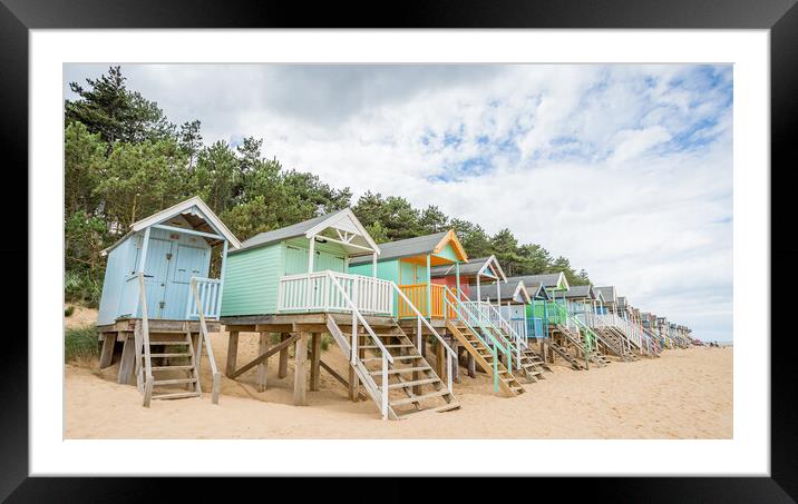 Colourful beach huts at Wells next the Sea Framed Mounted Print by Jason Wells