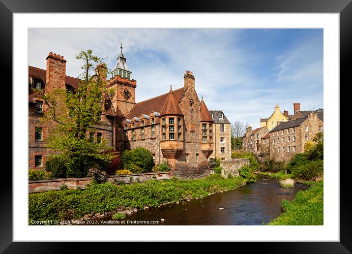 Dean Village and water of Leith, Edinburgh, Scotla Framed Mounted Print by Arch White
