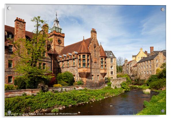 Dean Village and water of Leith, Edinburgh, Scotla Acrylic by Arch White