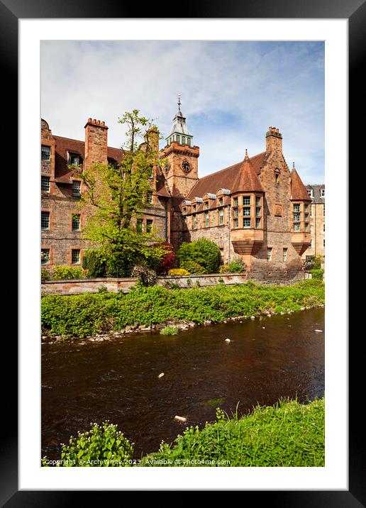 Dean Village and water of Leith, Edinburgh,  Framed Mounted Print by Arch White