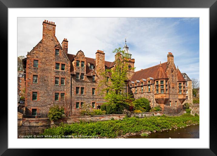 Dean Village and water of Leith, Edinburgh, Scotla Framed Mounted Print by Arch White