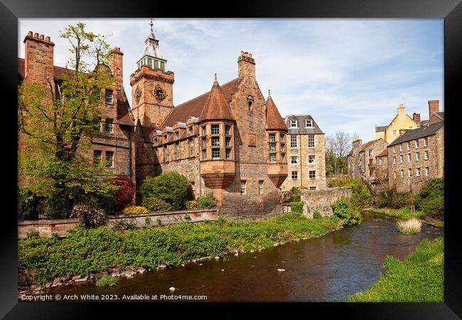 Dean Village and water of Leith, Edinburgh, Scotla Framed Print by Arch White