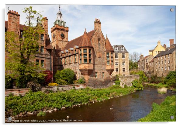 Dean Village and water of Leith, Edinburgh, Scotla Acrylic by Arch White