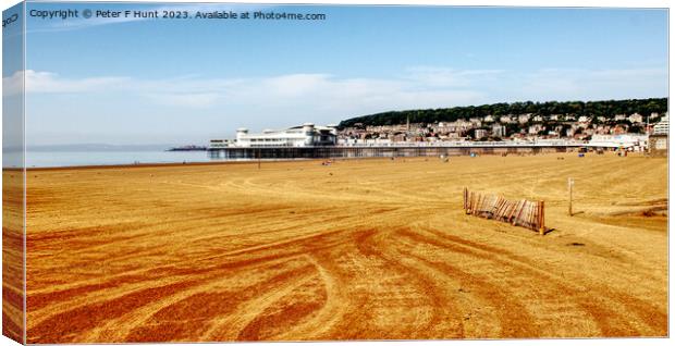 The Beach And Pier At Weston-super-Mare Canvas Print by Peter F Hunt
