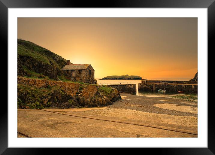  Mullion cove old net loft cornwall sunset Framed Mounted Print by kathy white