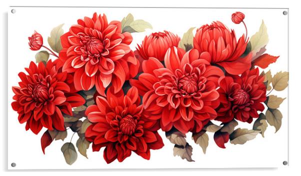 Watercolour Red Dahlias Acrylic by Steve Smith