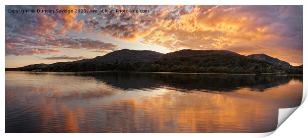 Lake District Panoramic sunset Print by Duncan Savidge