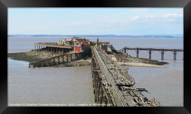 Western Super-Mare Old Pier Ruins Sea View Framed Print by Stephen Thomas Photography 