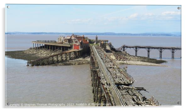 Western Super-Mare Old Pier Ruins Sea View Acrylic by Stephen Thomas Photography 