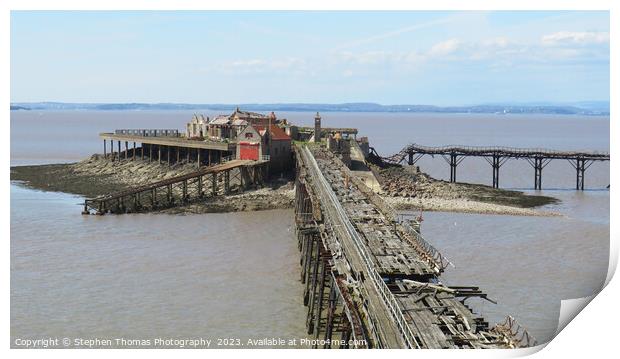 Western Super-Mare Old Pier Ruins Sea View Print by Stephen Thomas Photography 