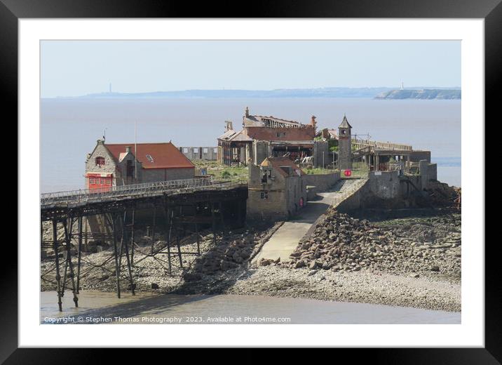 Western Super-Mare Old Pier Ruins Framed Mounted Print by Stephen Thomas Photography 