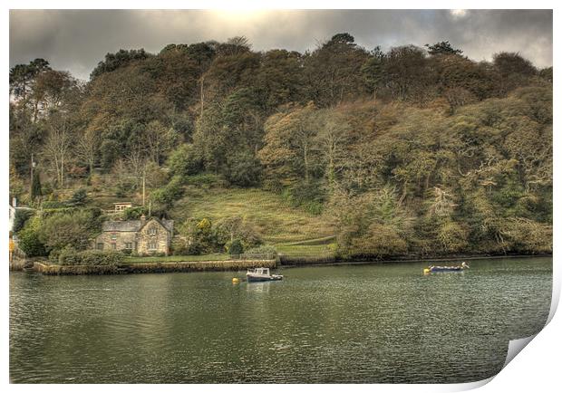 Autumn on the River Fal Print by Andrew Driver