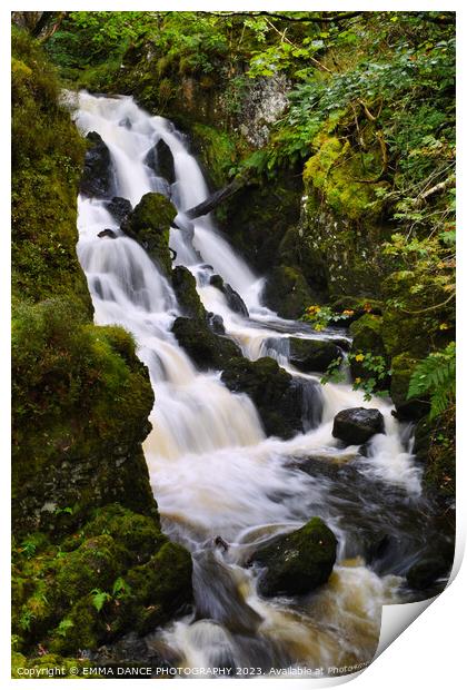 Lodore Falls, Lake District Print by EMMA DANCE PHOTOGRAPHY