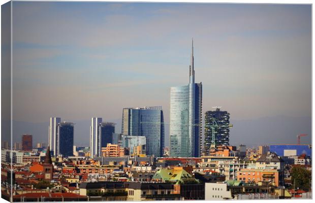 Milan skyline with modern skyscrapers in Porto Nuovo business district, Italy. Panorama of Milano city for background Canvas Print by Virginija Vaidakaviciene