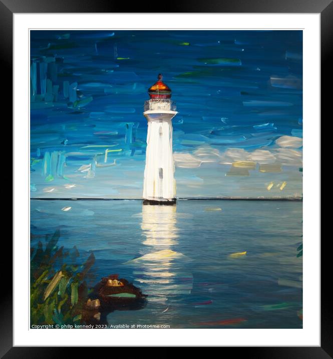 The Lighthouse at New Brighton Framed Mounted Print by philip kennedy