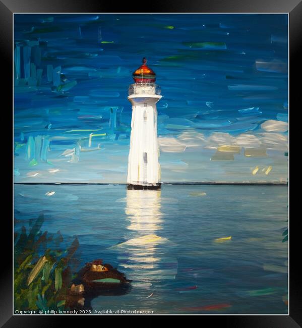 The Lighthouse at New Brighton Framed Print by philip kennedy