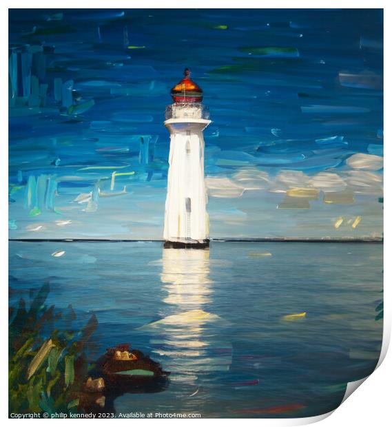 The Lighthouse at New Brighton Print by philip kennedy