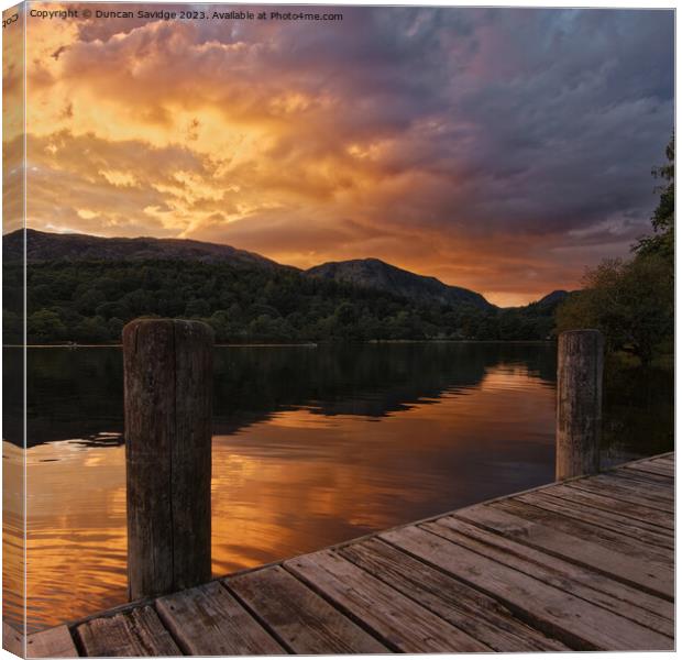 Sunset from Coniston Jetty  Canvas Print by Duncan Savidge