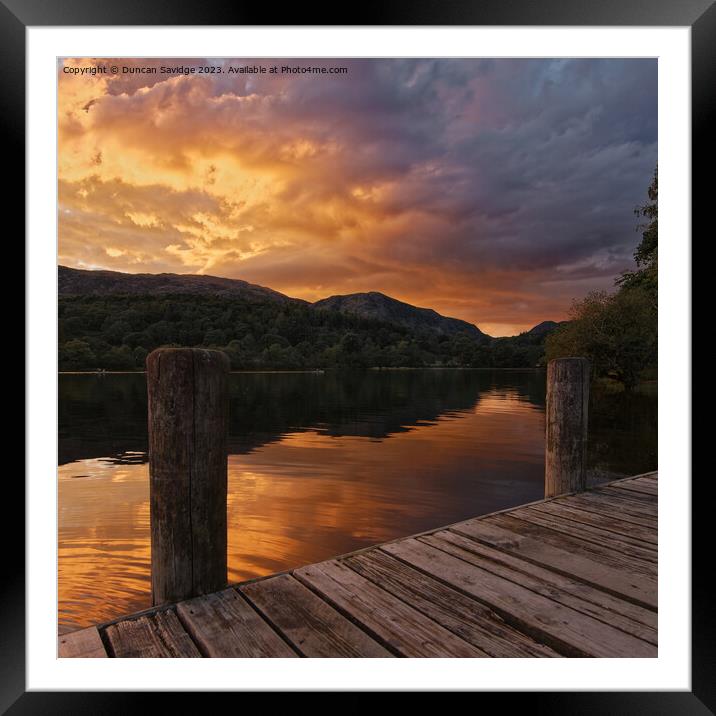 Sunset from Coniston Jetty  Framed Mounted Print by Duncan Savidge