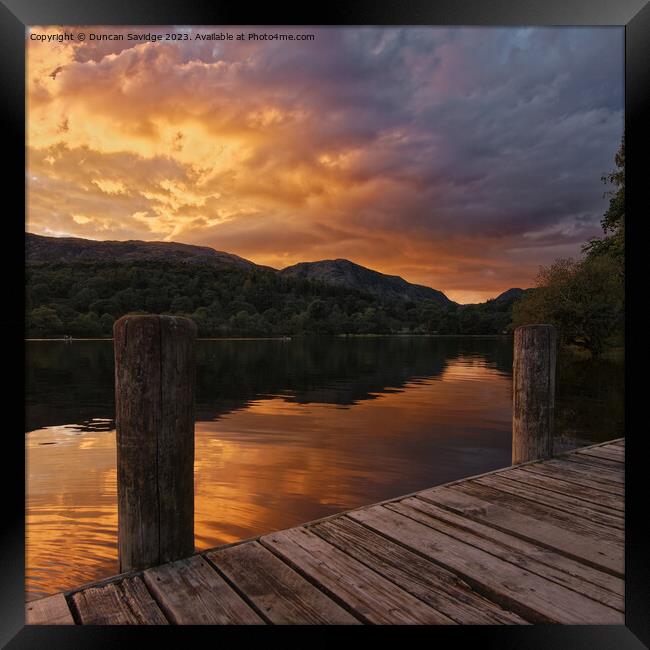 Sunset from Coniston Jetty  Framed Print by Duncan Savidge