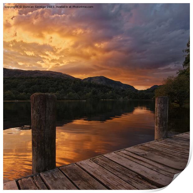 Sunset from Coniston Jetty  Print by Duncan Savidge