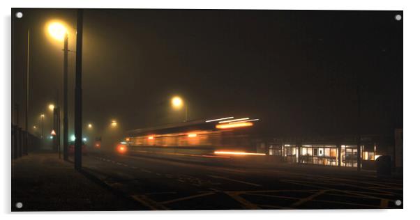 Late Night Tram Acrylic by Ian Blezard