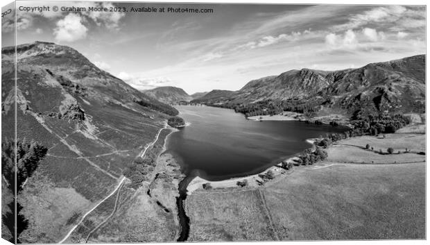 Buttermere and Crummock Water monochrome Canvas Print by Graham Moore