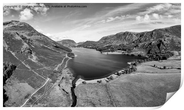 Buttermere and Crummock Water monochrome Print by Graham Moore