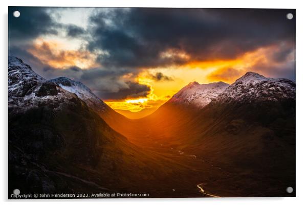 Glencoe Mountain pass Acrylic by John Henderson