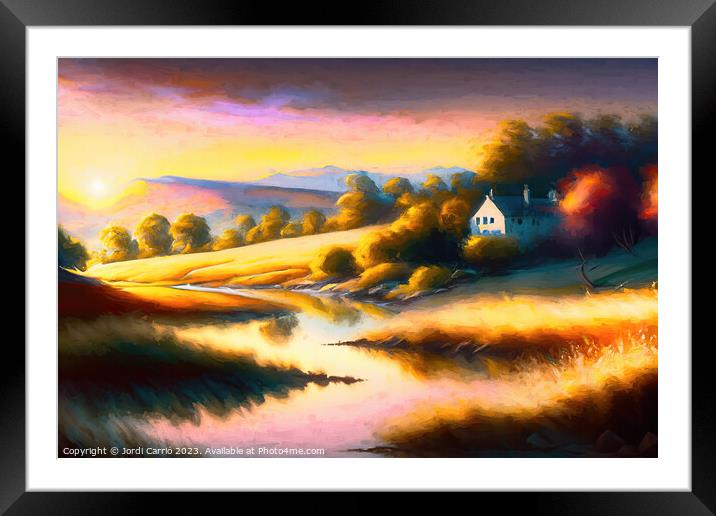 Sunrise in the valley - GIA-2309-1046-OIL Framed Mounted Print by Jordi Carrio