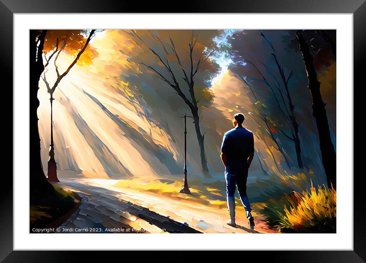 Backlit path - GIA-2309-1048-OIL-1 Framed Mounted Print by Jordi Carrio