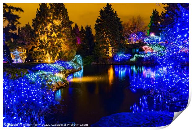 Christmas Lights Van Dusen Garden Vancouver British Columbia Print by William Perry