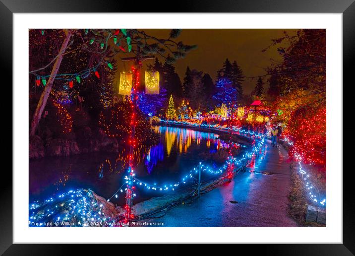 Christmas Lights Van Dusen Garden Vancouver British Columbia Framed Mounted Print by William Perry