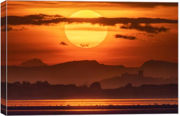 Sunset behind Criccieth castle Canvas Print by Rory Trappe