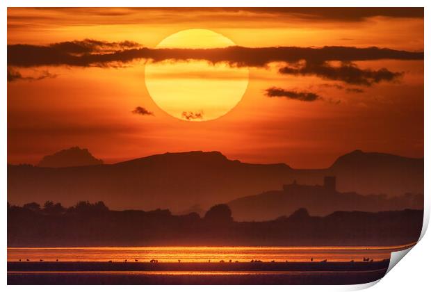Sunset behind Criccieth castle Print by Rory Trappe