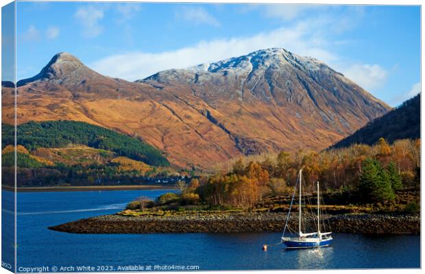 Loch Leven with the Pap of Glencoe mountain  Canvas Print by Arch White