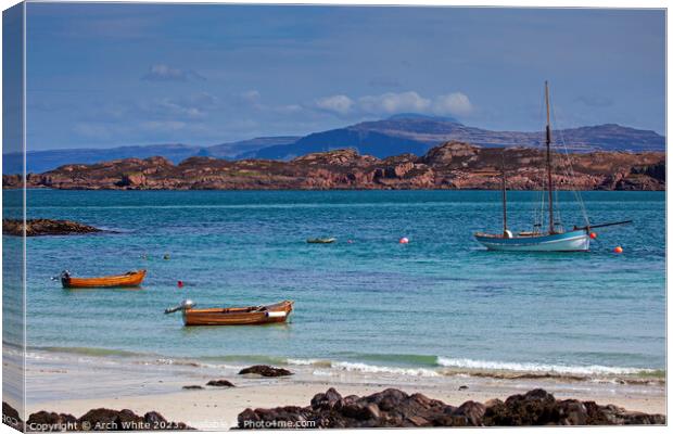 Isle of Iona beach, Sound of Mull looking towards  Canvas Print by Arch White