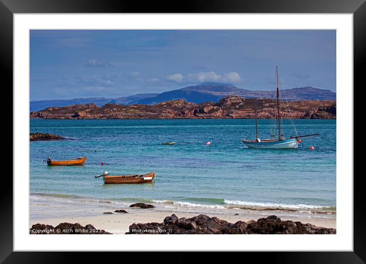 Isle of Iona beach, Sound of Mull looking towards  Framed Mounted Print by Arch White